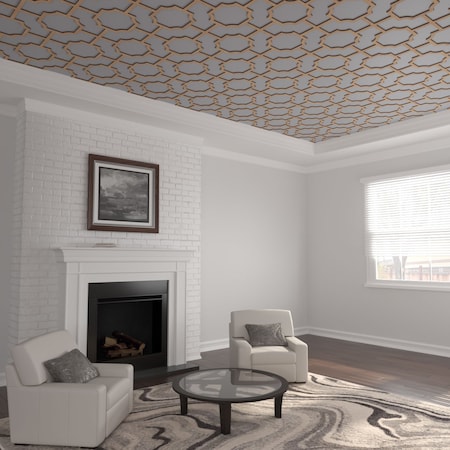 33W X 33H X 38T Small Bradley Decorative Fretwork Wood Ceiling Panels, Hickory